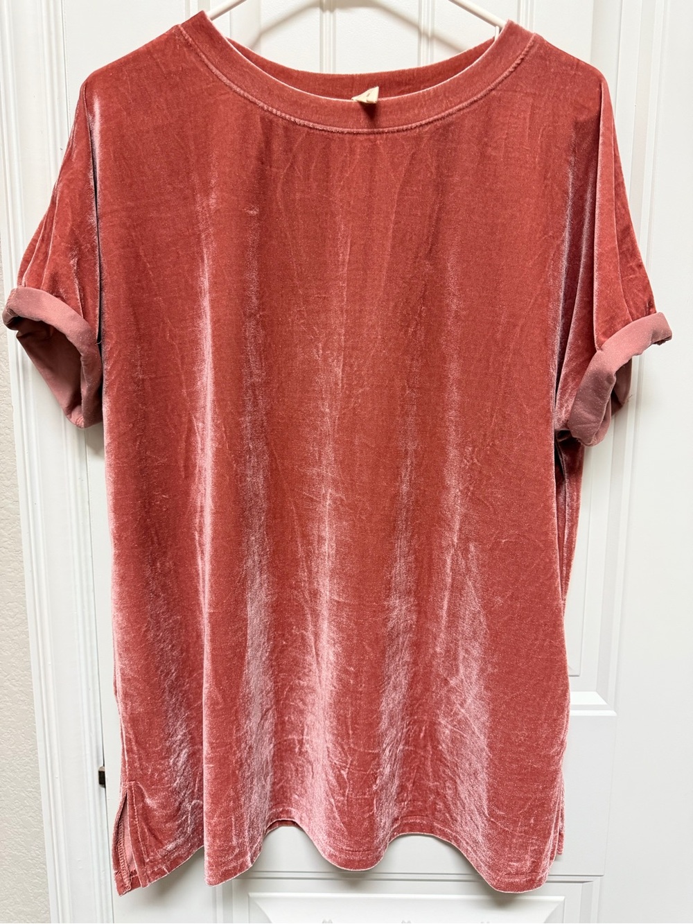 Wishlist Velvet Short Sleeve Tee in Rose